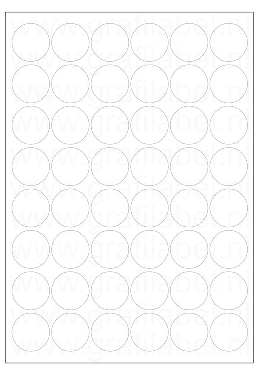 Wit A4 etiket / Laservel -- Ø32mm-rond - 48 per vel extra permanent (doos à 500 vel)