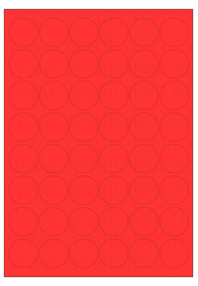 Rood A4 etiket / Laservel -- Ø32mm-rond - 48 per vel permanent (doos à 200 vel)