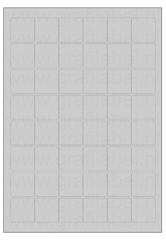 Polyester A4 etiket / Laservel Aluminium zilver mat - 32x32mm - 48 per vel - permanent (doos à 200 vel)
