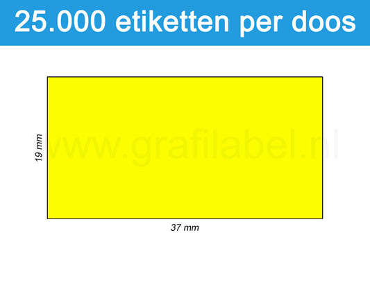 Prijsetiket fluor geel 37x19mm - permanente belijming - doos à 25 rol à 1.000 etiketten