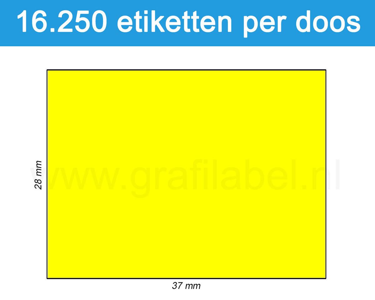 Prijsetiket fluor geel 37x28mm - permanente belijming - doos à 25 rol à 650 etiketten