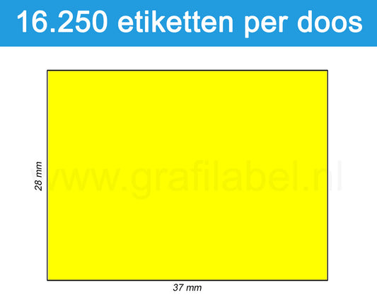 Prijsetiket fluor geel 37x28mm - permanente belijming - doos à 25 rol à 650 etiketten
