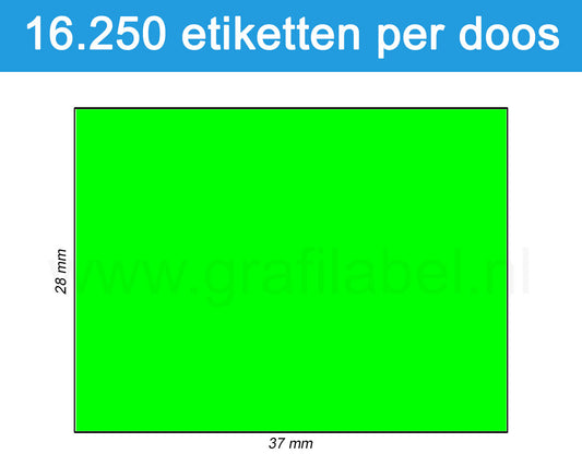Prijsetiket fluor groen 37x28mm - permanente belijming - doos à 25 rol à 650 etiketten
