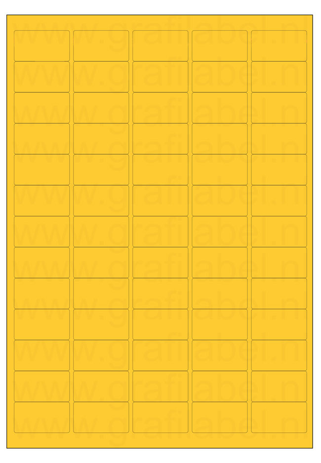 Geel A4 etiket / Laservel 38,1x21,2mm - 65 per vel permanent (doos à 200 vel)