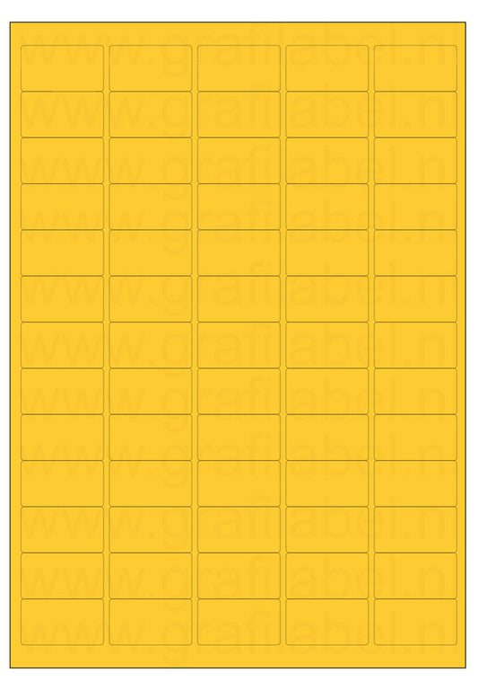 Geel A4 etiket / Laservel 38,1x21,2mm - 65 per vel permanent (doos à 200 vel)
