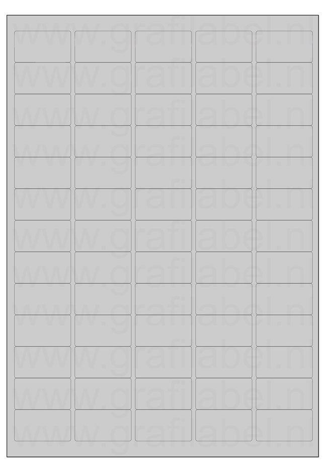 Polyester A4 etiket / Laservel Aluminium zilver mat - 38,1x21,2mm - 65 per vel - permanent (doos à 200 vel)