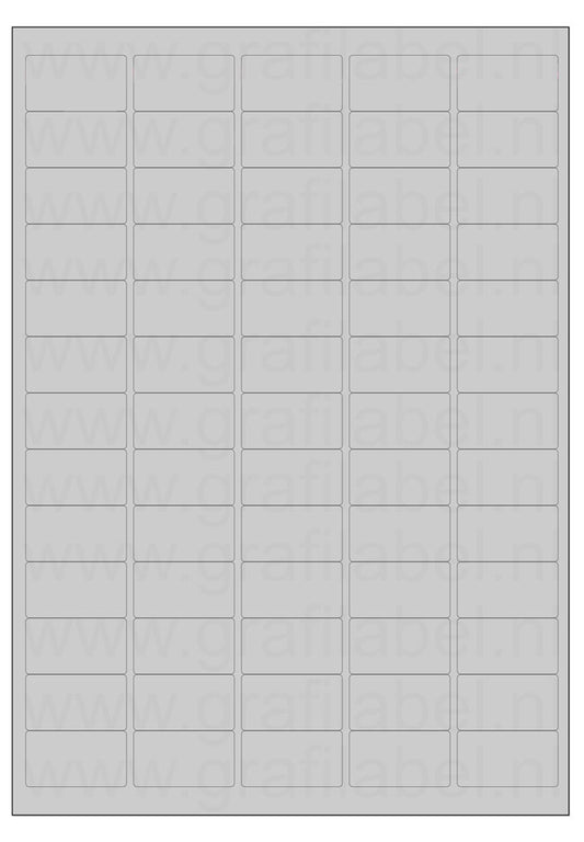 Polyester A4 etiket / Laservel Aluminium zilver mat - 38,1x21,2mm - 65 per vel - permanent (doos à 200 vel)
