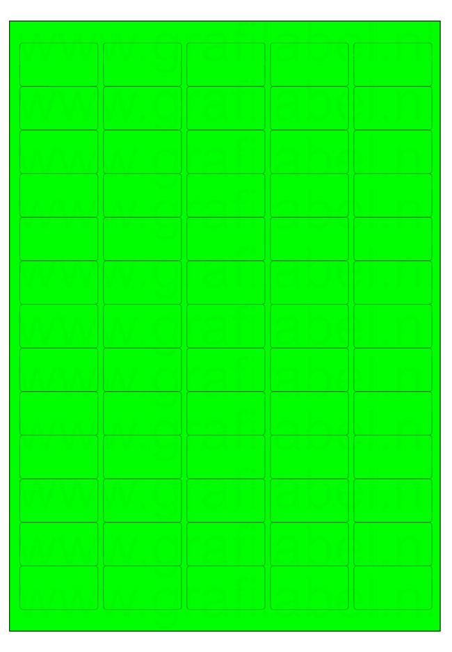 Fluor groen A4 etiket / Laservel 38,1x21,2mm - 65 per vel permanent (doos à 200 vel)