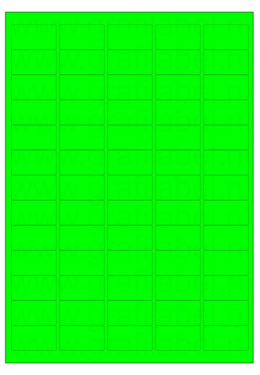 Fluor groen A4 etiket / Laservel 38,1x21,2mm - 65 per vel permanent (doos à 200 vel)
