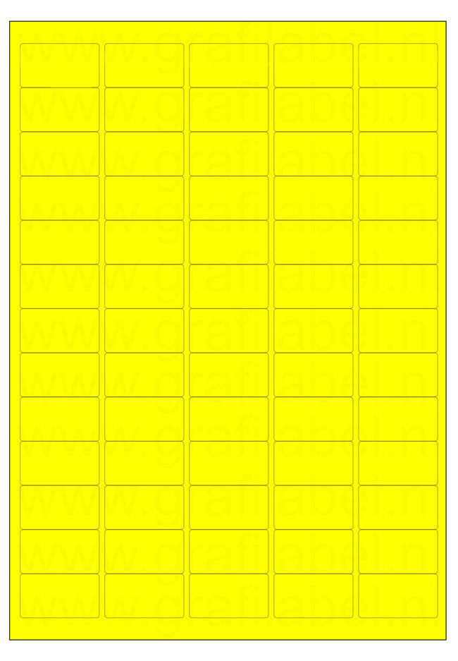 Fluor geel A4 etiket / Laservel 38,1x21,2mm - 65 per vel permanent (doos à 200 vel)