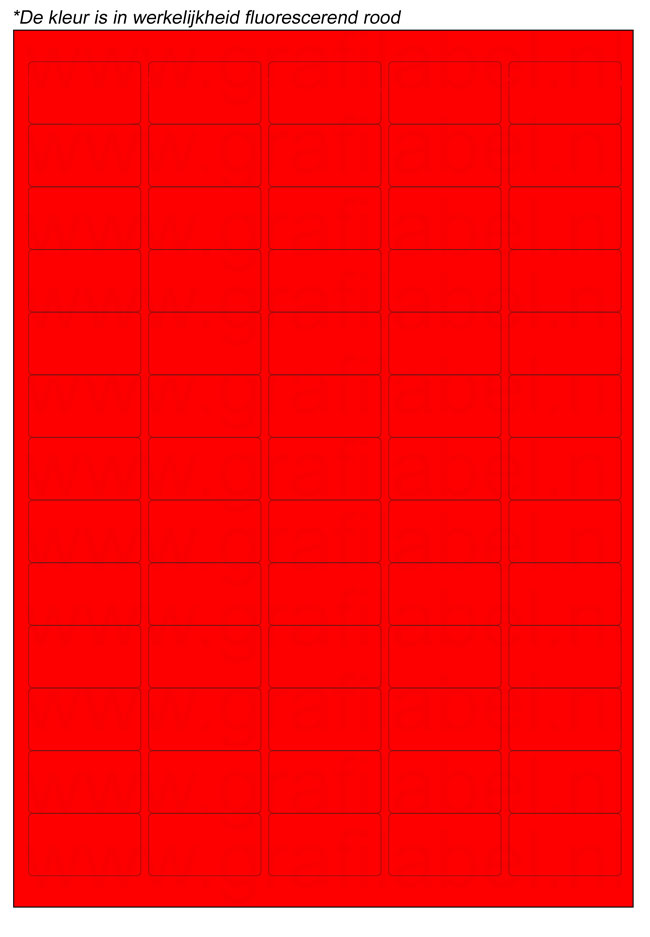 Fluor rood A4 etiket / Laservel 38,1x21,2mm - 65 per vel permanent (doos à 200 vel)