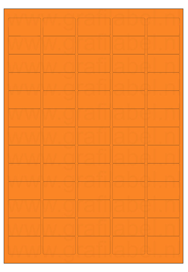 Oranje A4 etiket / Laservel 38,1x21,2mm - 65 per vel permanent (doos à 200 vel)