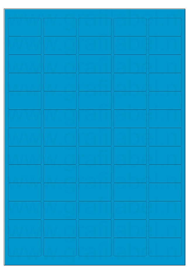 Blauw A4 etiket / Laservel 38,1x21,2mm - 65 per vel permanent (doos à 200 vel)