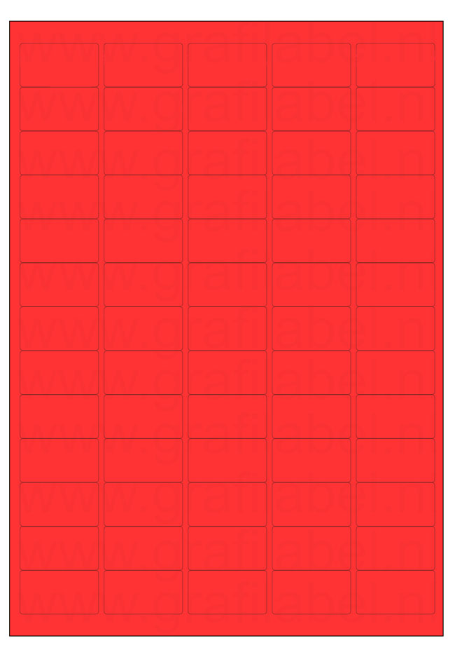 Rood A4 etiket / Laservel 38,1x21,2mm - 65 per vel permanent (doos à 200 vel)