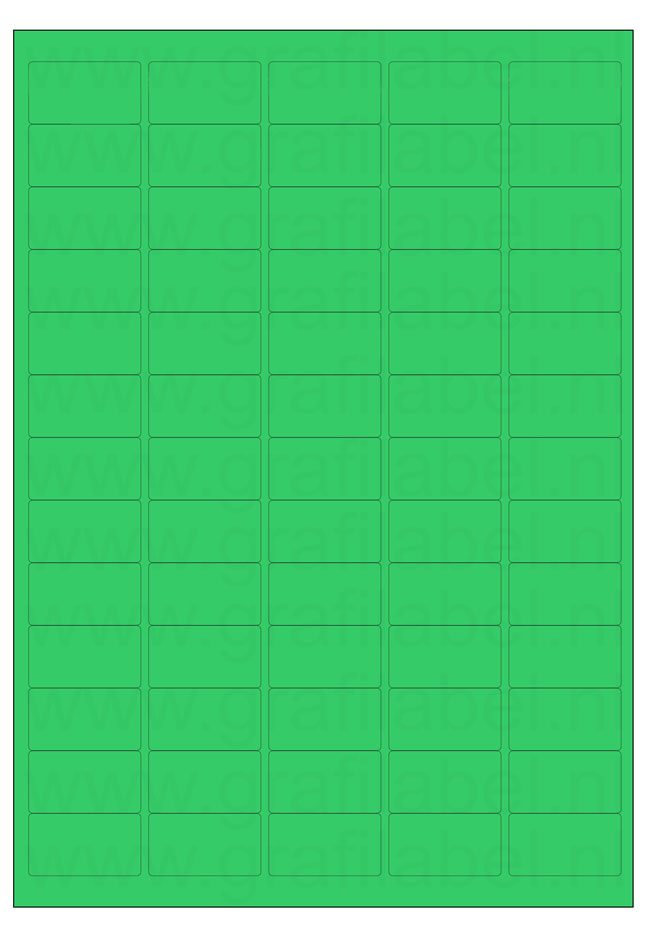 Groen A4 etiket / Laservel 38,1x21,2mm - 65 per vel permanent (doos à 200 vel)