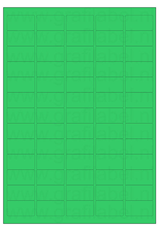 Groen A4 etiket / Laservel 38,1x21,2mm - 65 per vel permanent (doos à 200 vel)