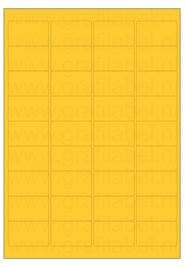 Geel A4 etiket / Laservel 48,3x29,7mm - 36 per vel permanent (doos à 200 vel)