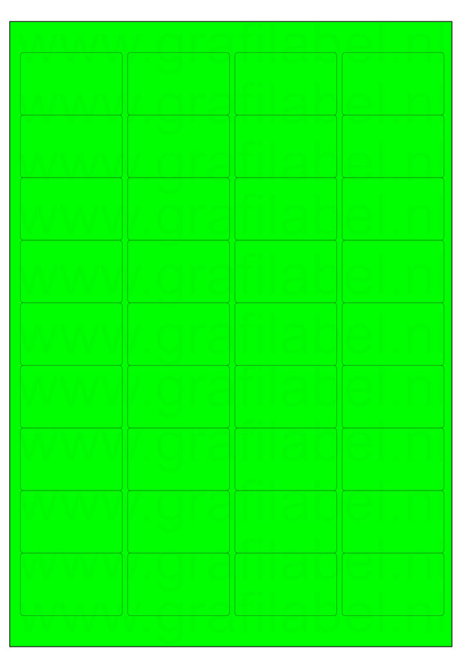 Fluor groen A4 etiket / Laservel 48,3x29,7mm - 36 per vel permanent (doos à 200 vel)