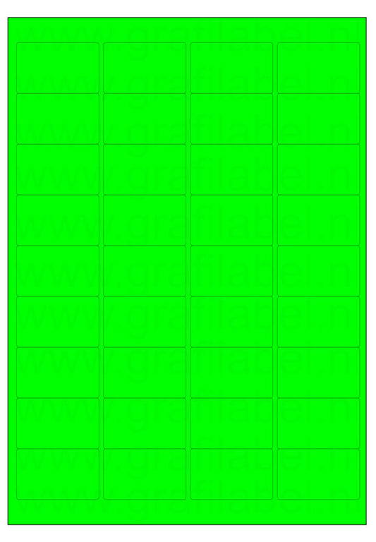 Fluor groen A4 etiket / Laservel 48,3x29,7mm - 36 per vel permanent (doos à 200 vel)
