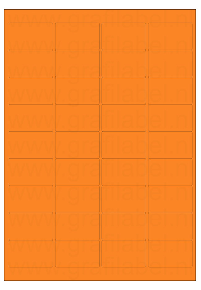 Oranje A4 etiket / Laservel 48,3x29,7mm - 36 per vel permanent (doos à 200 vel)