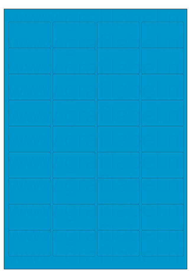Blauw A4 etiket / Laservel 48,3x29,7mm - 36 per vel permanent (doos à 200 vel)