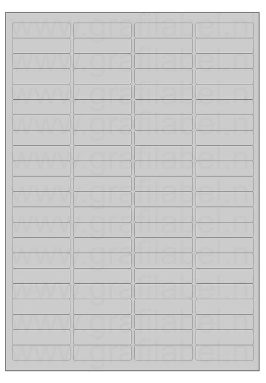 Polyester A4 etiket / Laservel Aluminium zilver mat - 48x12,7mm - 88 per vel - permanent (doos à 200 vel)