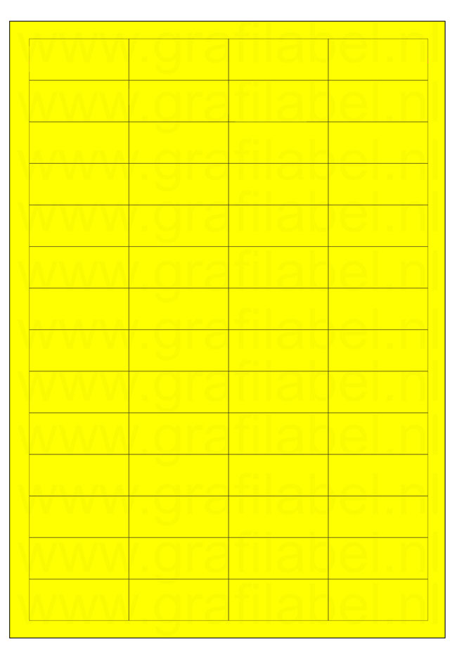 Fluor geel A4 etiket / Laservel 48x20mm - 56 per vel permanent (doos à 200 vel)