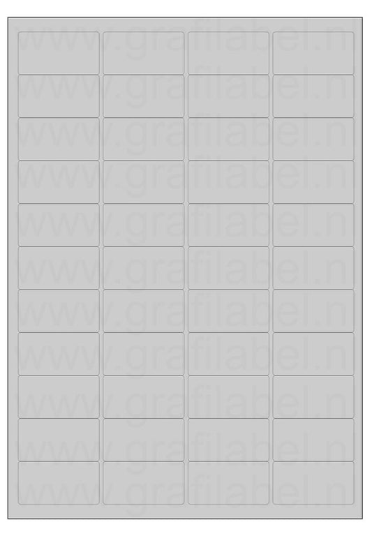 Polyester A4 etiket / Laservel Aluminium zilver mat - 48x25,4mm - 44 per vel - permanent (doos à 200 vel)