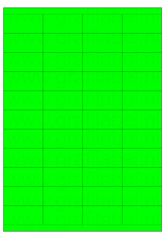Fluor groen A4 etiket / Laservel 52,5x25,4mm - 44 per vel permanent (doos à 200 vel)