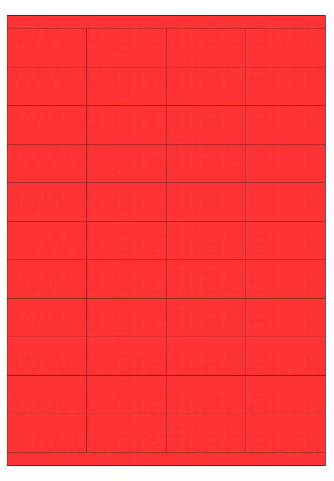 Rood A4 etiket / Laservel 52,5x25,4mm - 44 per vel permanent (doos à 200 vel)