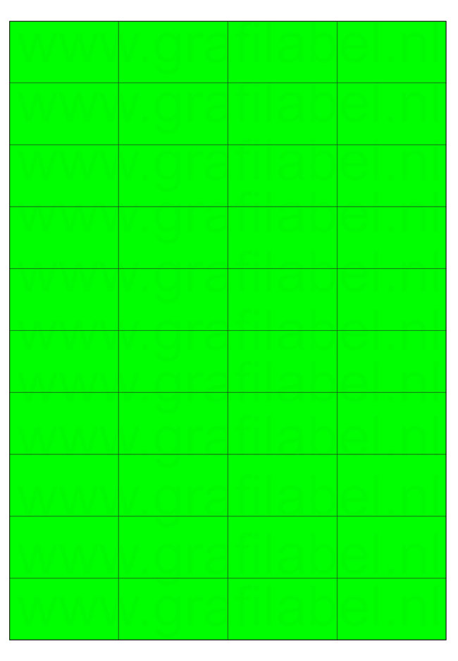 Fluor groen A4 etiket / Laservel 52,5x29,7mm - 40 per vel permanent (doos à 200 vel)