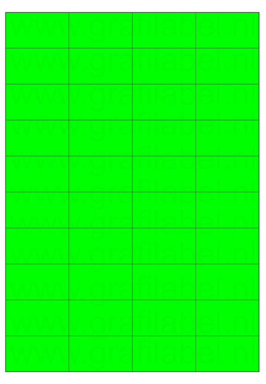 Fluor groen A4 etiket / Laservel 52,5x29,7mm - 40 per vel permanent (doos à 200 vel)