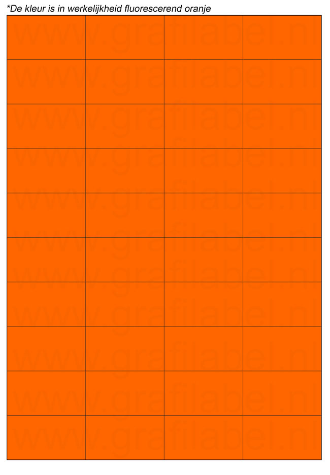 Fluor oranje A4 etiket / Laservel 52,5x29,7mm - 40 per vel permanent (doos à 200 vel)
