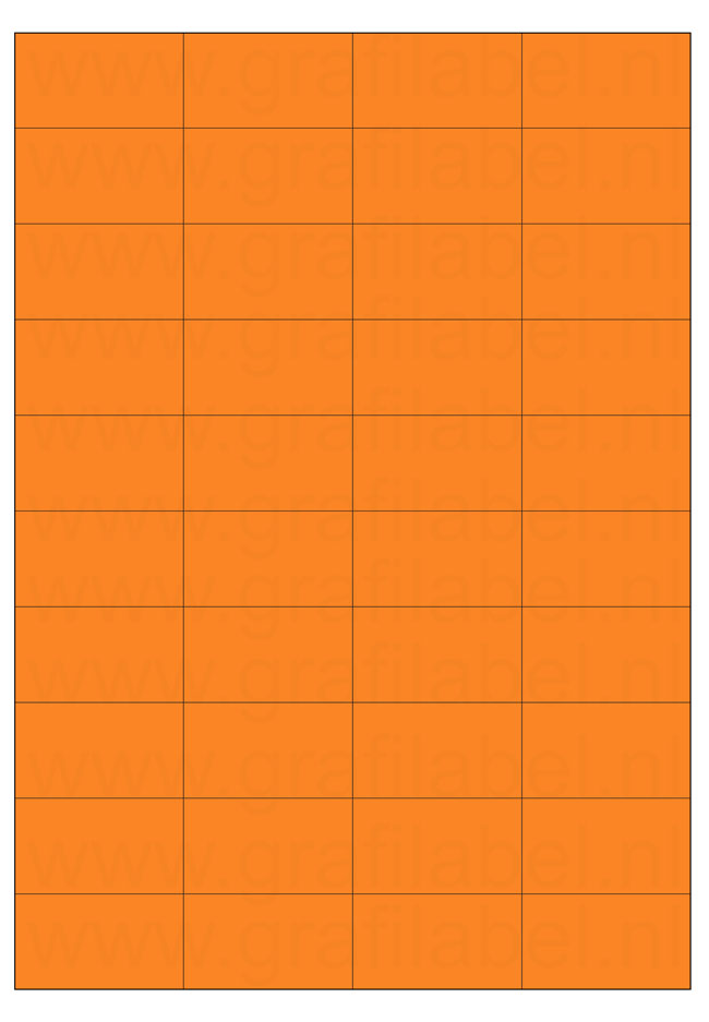 Oranje A4 etiket / Laservel 52,2x29,7mm - 40 per vel permanent (doos à 200 vel)