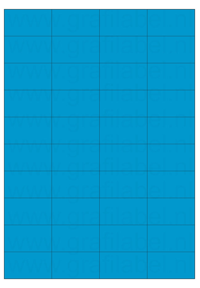 Blauw A4 etiket / Laservel 52,5x29,7mm - 40 per vel permanent (doos à 200 vel)
