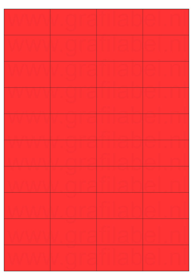 Rood A4 etiket / Laservel 52,5x29,7mm - 40 per vel permanent (doos à 200 vel)