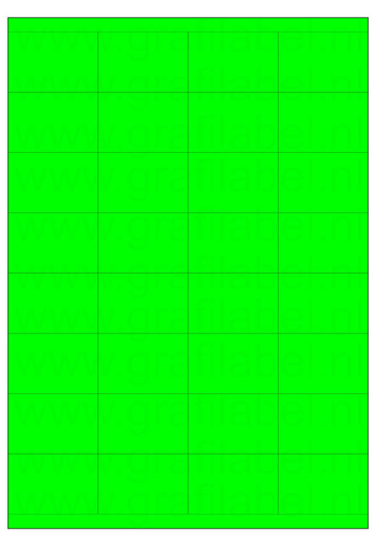 Fluor groen A4 etiket / Laservel 52,5x35mm - 32 per vel permanent (doos à 200 vel)
