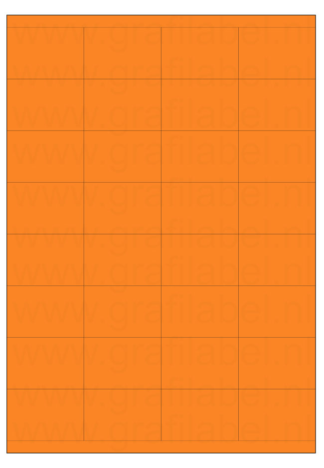 Oranje A4 etiket / Laservel 52,2x35mm - 32 per vel permanent (doos à 200 vel)