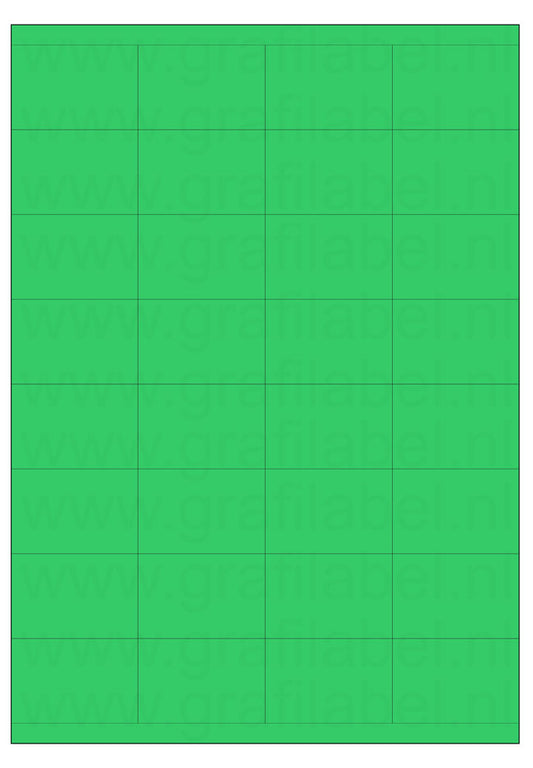 Groen A4 etiket / Laservel 52,5x35mm - 32 per vel permanent (doos à 200 vel)