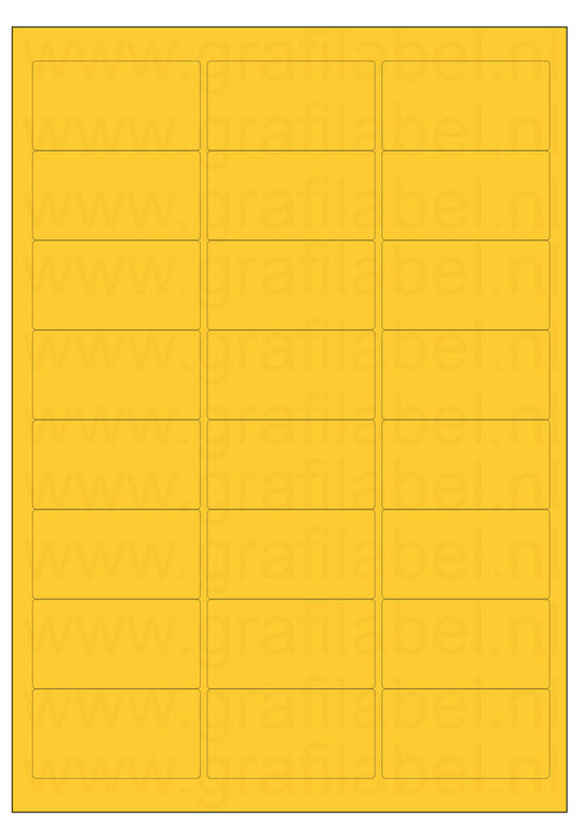 Geel A4 etiket / Laservel 63,5x33,9mm - 24 per vel permanent (doos à 200 vel)