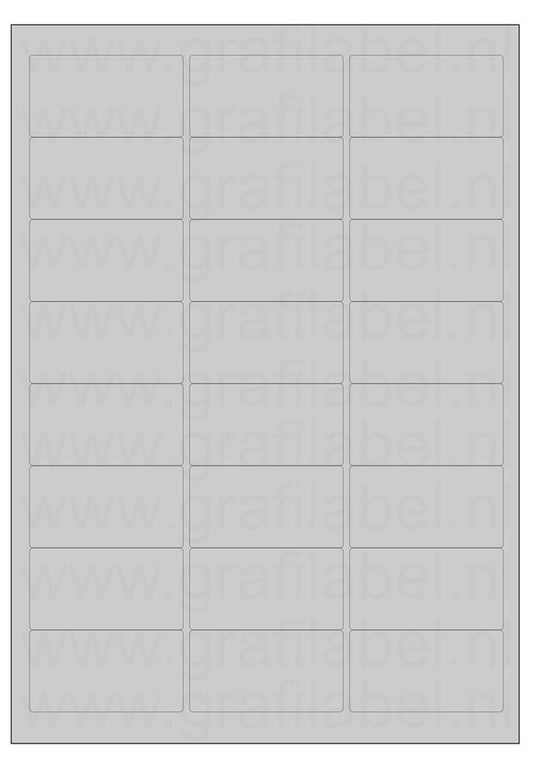 Polyester A4 etiket / Laservel Aluminium zilver mat - 63,5x33,9mm - 24 per vel - permanent (doos à 200 vel)