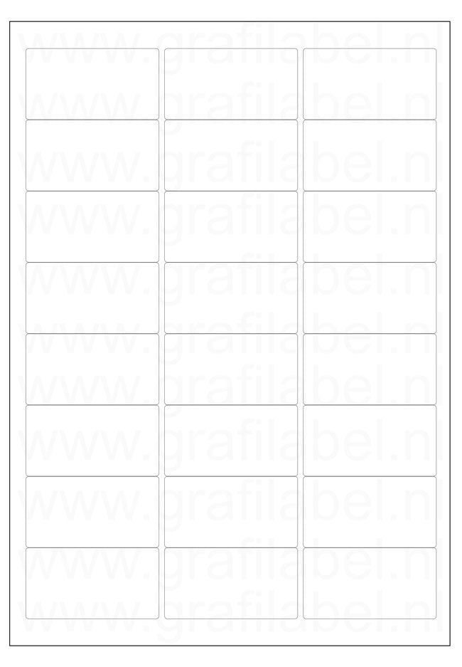 Polyester A4 etiket / Laservel Transparant glanzend - 63,5x33,9mm - 24 per vel - permanent (doos à 200 vel)