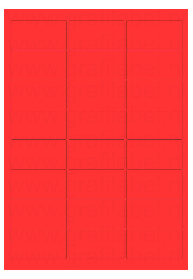 Rood A4 etiket / Laservel 63,5x33,9mm - 24 per vel permanent (doos à 200 vel)