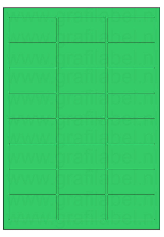 Groen A4 etiket / Laservel 63,5x33,9mm - 24 per vel permanent (doos à 200 vel)