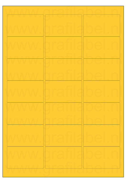 Geel A4 etiket / Laservel 63,5x38,1mm - 21 per vel permanent (doos à 200 vel)