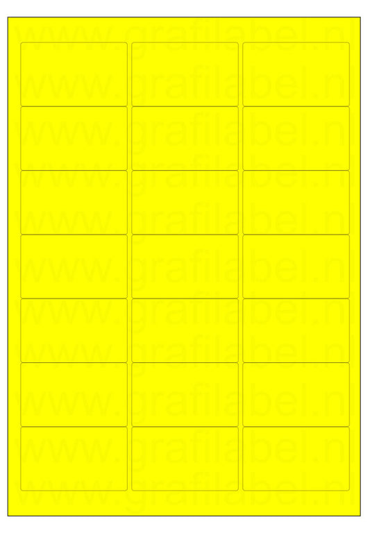 Fluor geel A4 etiket / Laservel 63,5x38,1mm - 21 per vel permanent (doos à 200 vel)
