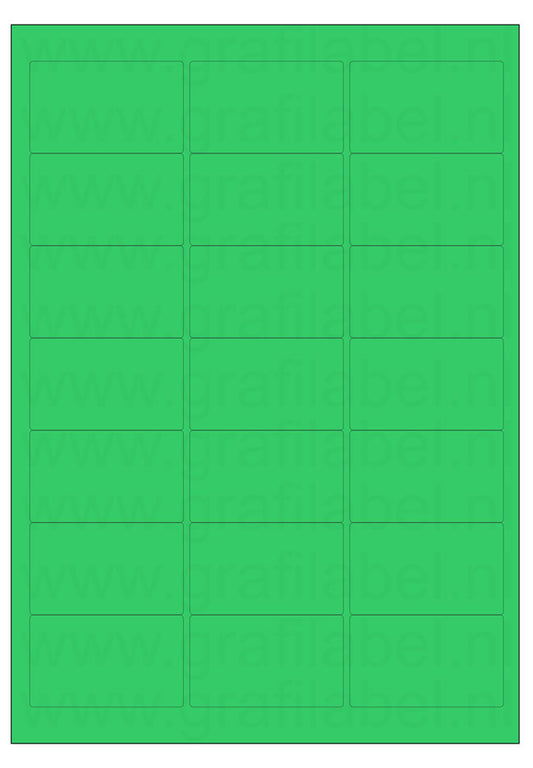 Groen A4 etiket / Laservel 63,5x38,1mm - 21 per vel permanent (doos à 200 vel)