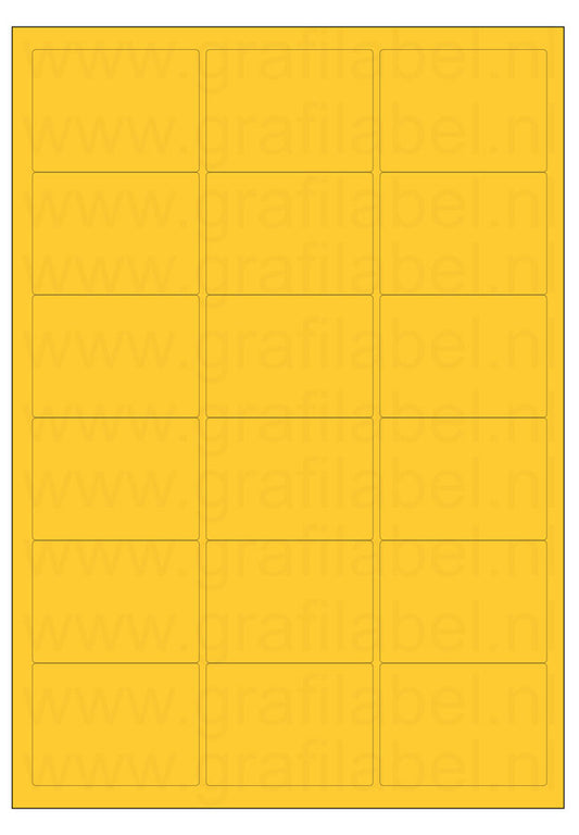 Geel A4 etiket / Laservel 63,5x46,6mm - 18 per vel permanent (doos à 200 vel)