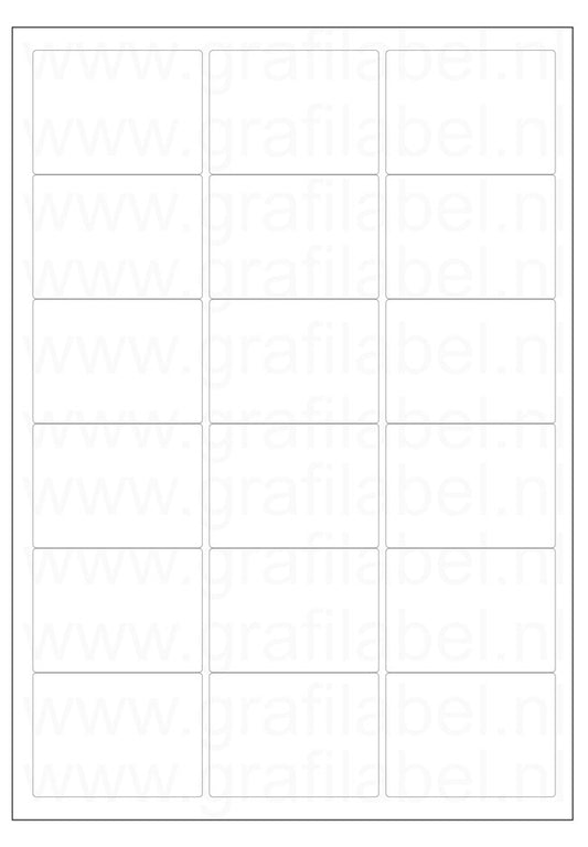Wit A4 etiket / Laservel 63,5x46,6mm - 18 per vel permanent (doos à 1.000 vel)