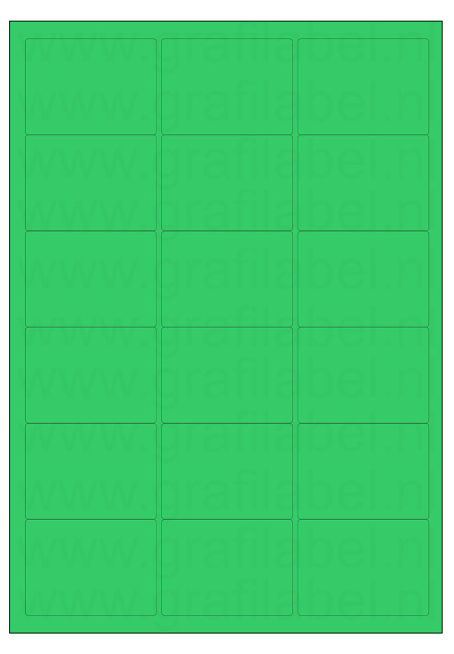 Groen A4 etiket / Laservel 63,5x46,6mm - 18 per vel permanent (doos à 200 vel)